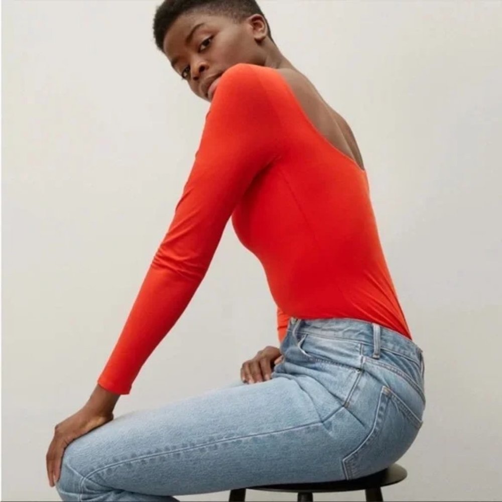 Everlane Long Sleeve Ballet Bodysuit Red Women Size XS